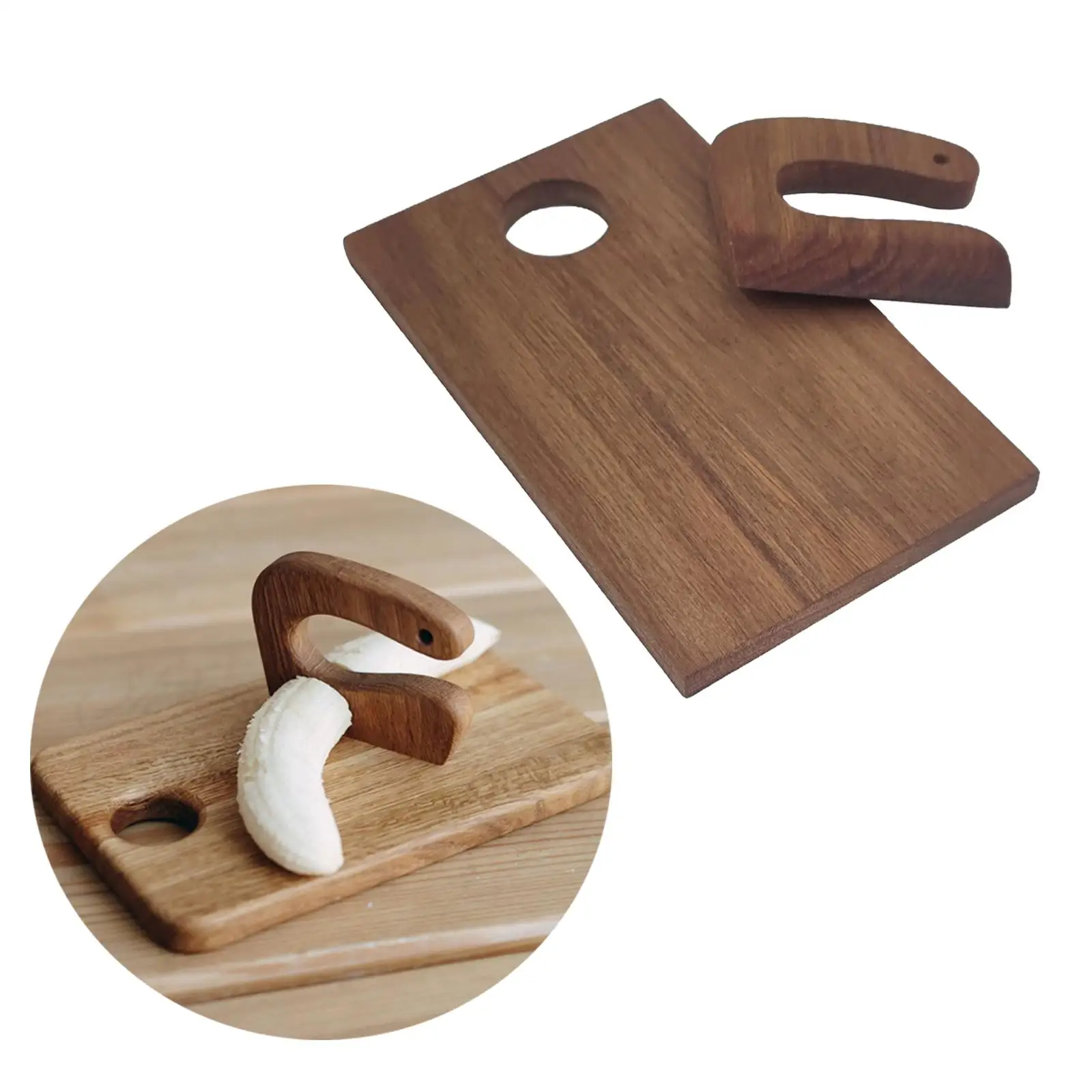 Montessori Kids Wooden Cutting Board and Knives Set Cooking Knives for Cakes