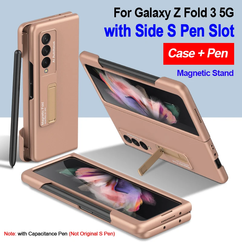 

Чехол с емкостной ручкой для Samsung Galaxy Z Fold 3, магнитный держатель, слот для бокового ручки, Ультратонкий матовый чехол для Z Fold3, чехол