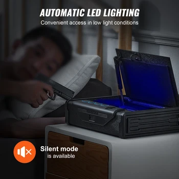 VEVOR Gun Safe Q235 Steel Pistol Safe 3-Way Quick Access Firearm Case Gun Box Advanced Biometric Technology Travel Gun Safe 4