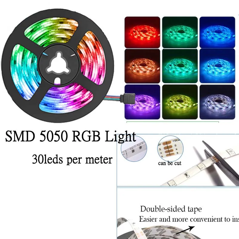 SMD 5050 RGB LED Ʈ  ŰƮ IR Ʈѷ,     , ħ  , 2m, 3m, 5m