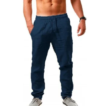 Men's Cotton Linen Pants Male Autumn New Breathable Solid Color Linen Trousers Fitness Streetwear S-3XL 8