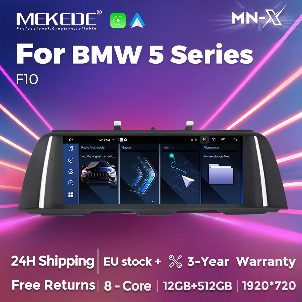 MEKEDE 10,25 "Android 14 Auto Drahtlose CarPaly Auto Radio Player Für BMW 5er F10 F11 2011-2017 CIC NBT Intelligente Systeme