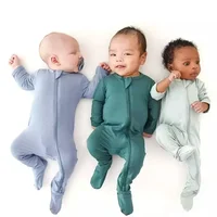 Newborn Baby Rompers 2024 Infant Jumpsuit Bamboo Fiber Baby Boy Girl Clothes  Zipper Baby Bodysuit 0 to 18 Months Footed Rompers 2