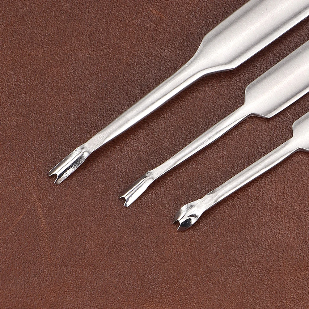 Premium-Schlitzwerkzeug-Set für Lederhandwerk aus Edelstahl – Groover-, V- und U-förmige Solarplexus, Kantenschälmesser, DIY-Lederstanzwerkzeuge – Detail 9
