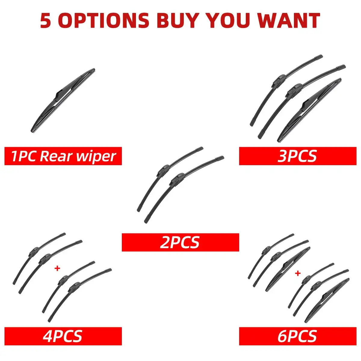 1/2/3/4/6PCS Car Wiper For Chevrolet Spark M300 2009-2015 Front Rear Wiper Blades Brushes Auto Accessories 2011 2012 2013 2014 3