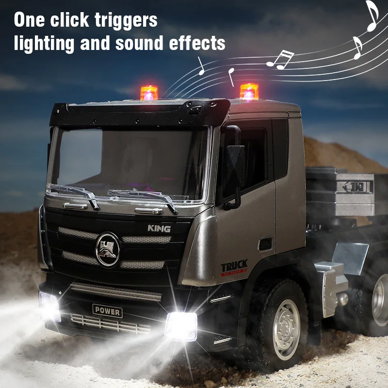 Huina 1:24 RC Cars Alloy 9-Way Remote Control Toys Semi-Hung Flat Truck Trailer Model Simulation Engineering Boy Children Gifts 3