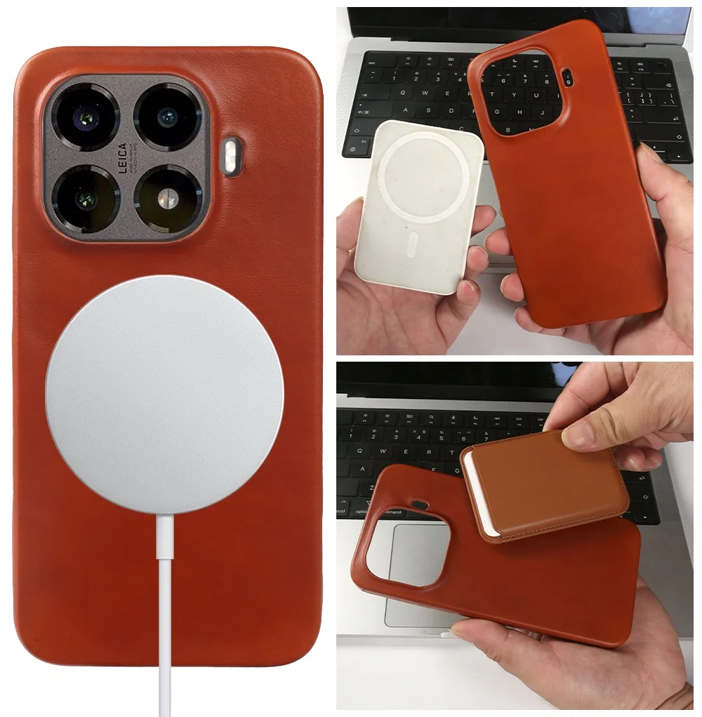 Luxury Magnetic Genuine Leather Business Oil Wax Phone Back Cover