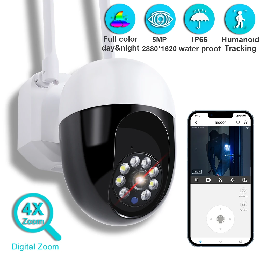 5G 5MP Cameras Wifi Video Outdoor IP Digital Home Wireless Monitor Security Surveillance Two-way Audio Night Color AI Tracking 1080p 5g wifi surveillance cameras outdoor camera 360 full color night vision motion detect auto tracking baby monitor ip camera