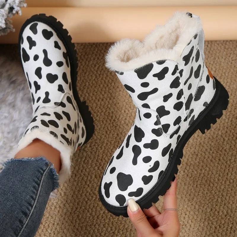 

Large Size European and American Mid Size Plush Snow Boots for Women, Fashionable and Cotton Insulated Cotton Shoes for Women