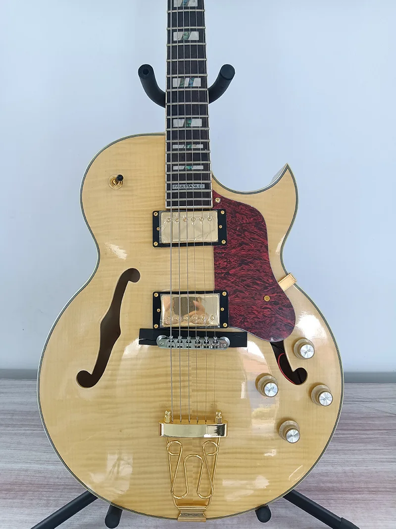 

High quality electric guitar, double F-hole jazz guitar, semi-hollow guitar body, rosewood fingerboard, flame maple top