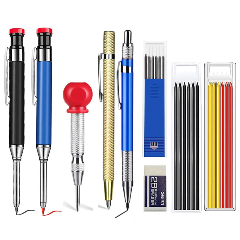 Haile Metal Solid Carpenter Pencil Mechanical Pencil Set Builtin