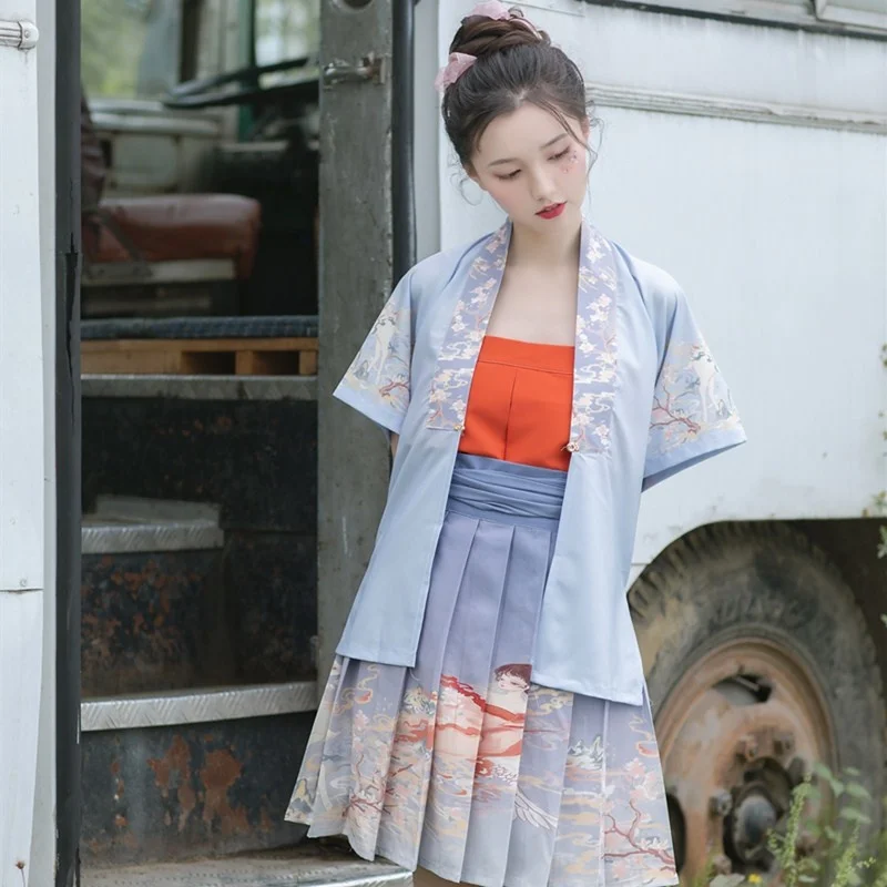 

Pink Deer Novelty Hanfu 3PCS Suit Short Dress Chinese Traditional Cosplay Costume Uniform JK Women Girl Costume