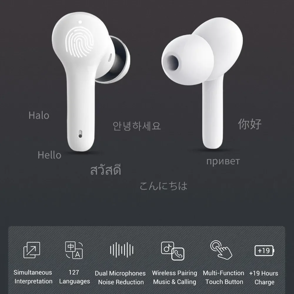 M6 Translation Headphones Portable 127 Languages Instant Translate Smart Voice Translator Wireless Bluetooth Translator Earphone