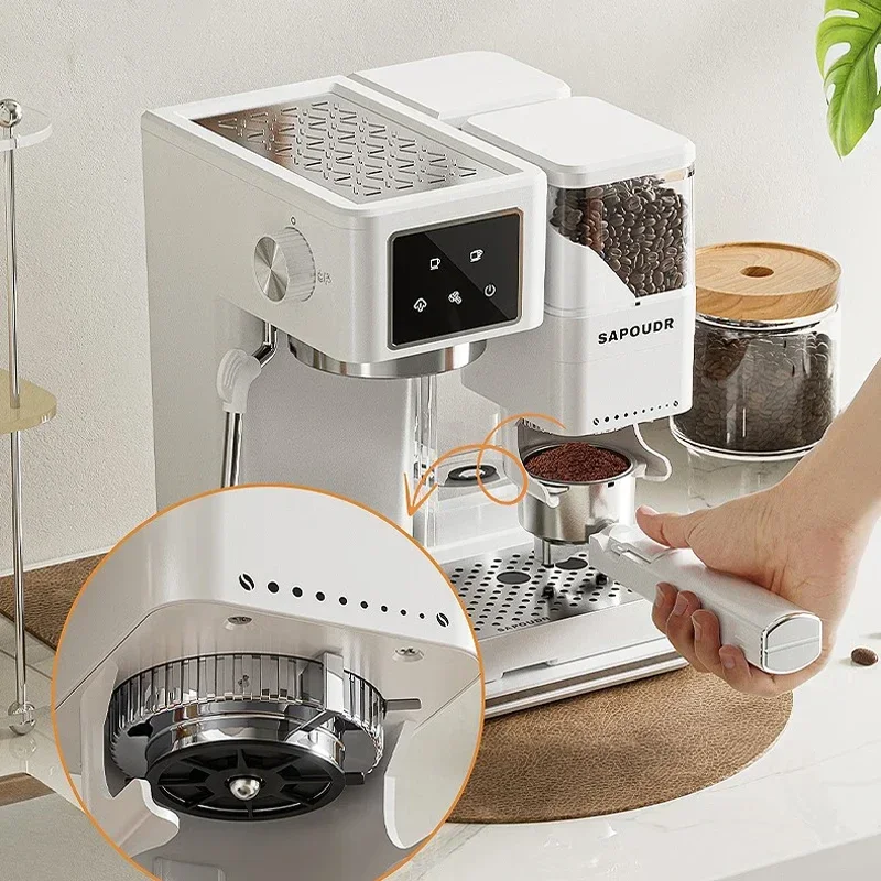 15Bar Espresso Coffee Machine with Milk Frother Built-in Grinder Semi-automatic Italian Espresso Machine