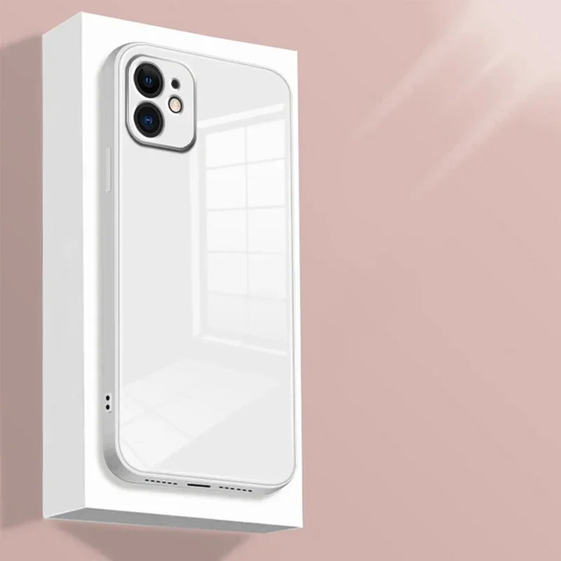 thumbnail image 1 of Soft Silicone Frame Phone Case For iPhone 15 14 13 12 Mini 11 Pro XS Max XR X SE 2022 2020 8 7 Plus Toughened Glass Back Cover, 1 of 5