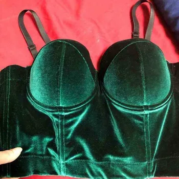 Elegant Velvet Women Corset Korea Party Club Tops Girls Waist Bustier Sexy Body Shaper For Slimming Underbust Cute Bra Crop Top