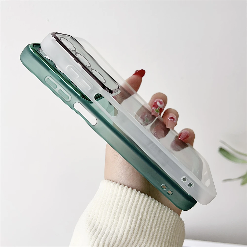 Transparent Shockproof Camera Lens Protection Phone Case - Clear & Colorful Cover