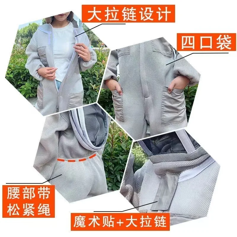 Beekeeping anti-bee clothing protective clothing, new thickened air whole body conjoined bee equipment, 3D breathable anti-bee c 4