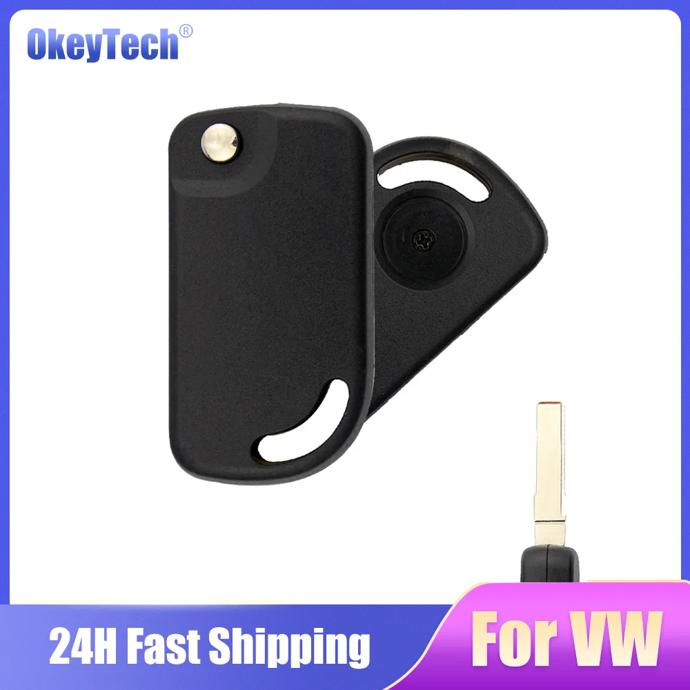 

OkeyTech Replacement Car Key Cover Case Holder for VW Key Shell Uncut Blank Blade Remote Keys No Button for Volkswagen VW