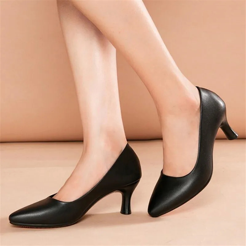 Genuine Leather Women High Heels Pumps 2023 New High Quality Shoes Classic Black High Heels Shoes for Office Ladies Shoes 34-42