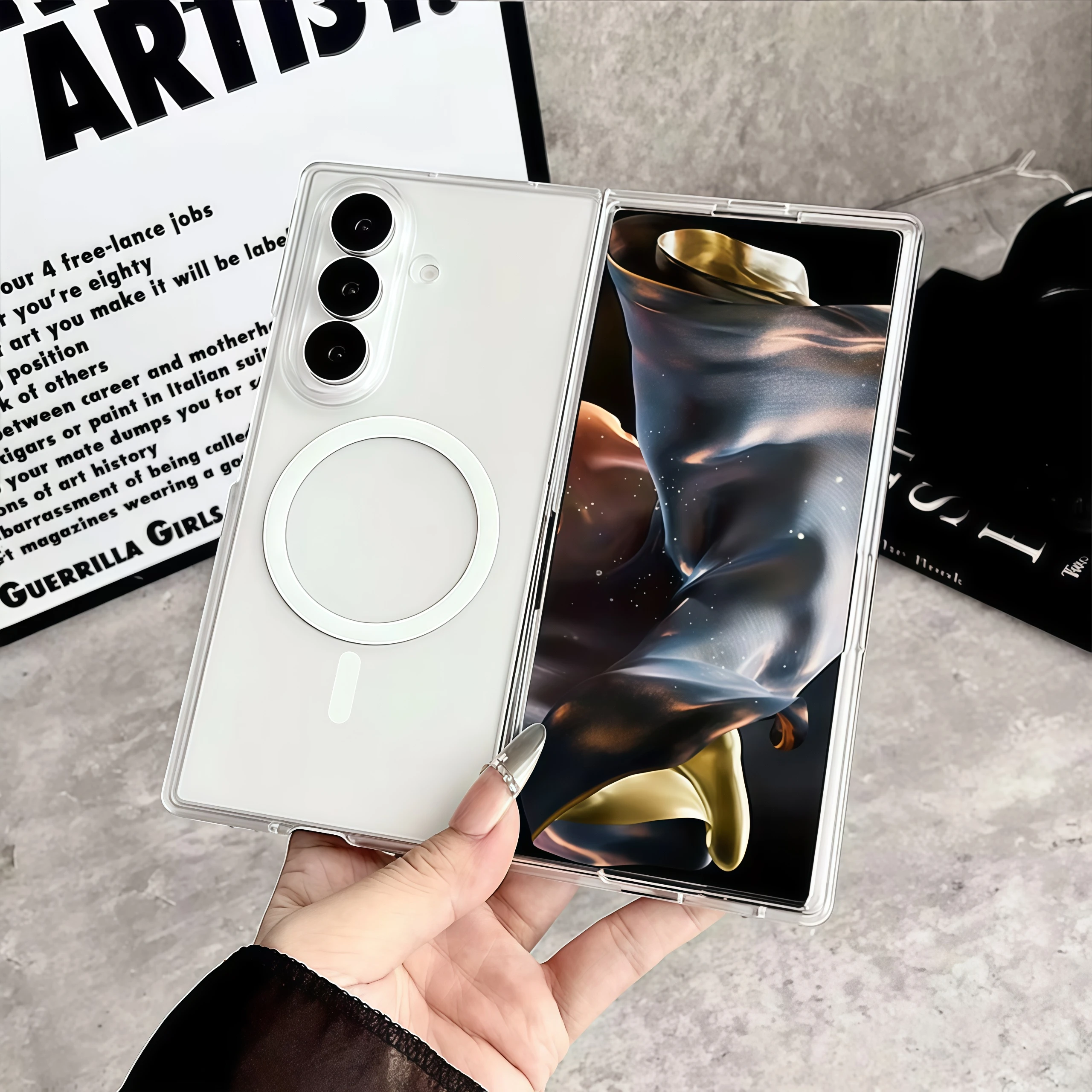 Transparent Magnetic Shockproof Phone Case with PC Back Cover
