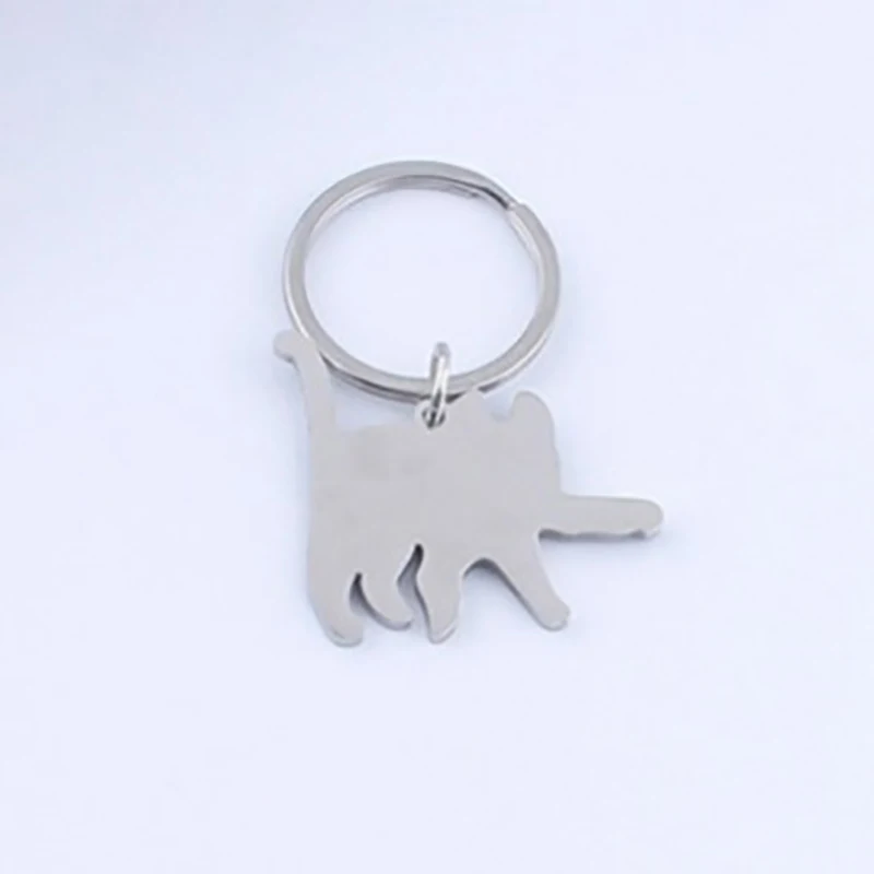 Fashion Cute Creative Cat Keychain Titanium Steel Funny Key Pendant Backpack Car Key Ring Hanging Jewelry Decoration