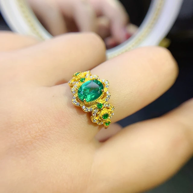 Green Onyx & White Topaz Ring (GRO-RR-267) | Rananjay Exports