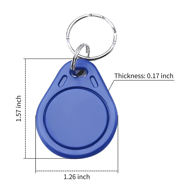 Blue 100pcs/pack RFID 13.56Mhz IC Keyfob Token Key Ring For Access Control Compatible with MIFARE Classic 1K Card