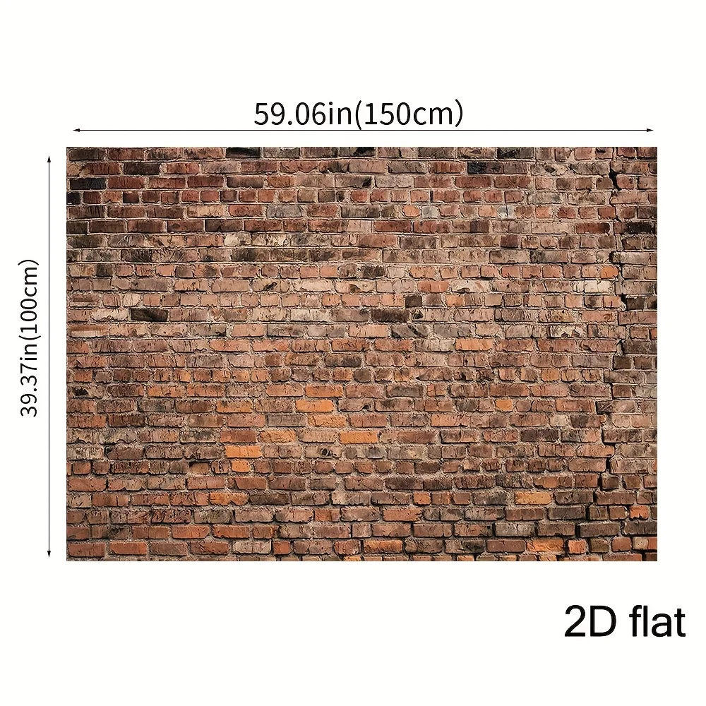 2D flach 1 Stück realistischer Textur-Ziegelwandhintergrund – Polyesterstoff-Ziegelhintergrund, Zuhause, Fotokabine, Partydekoration – Detail 8