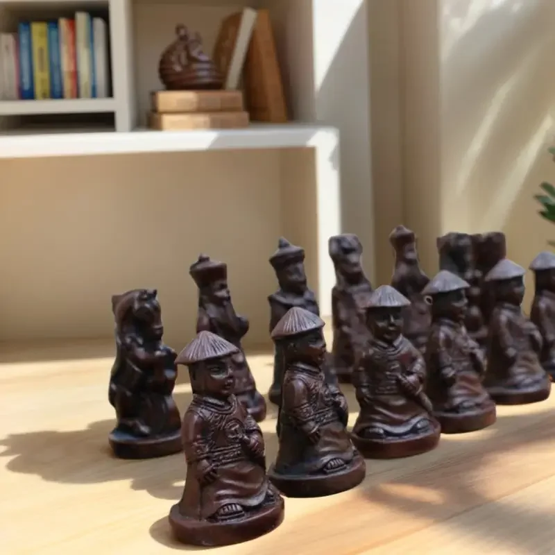 Imitation Terra Cotta Warriors Chess Trumpet Resin Chess Pieces Leather Chessboard Small Qing Bing Figure Modeling Puzzle