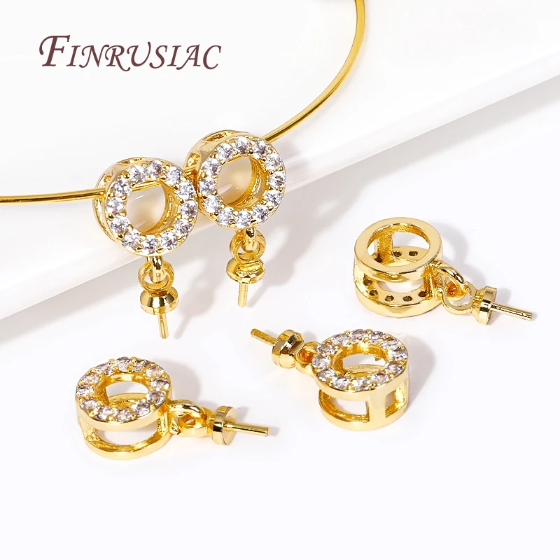 18K 골드 도금 지르콘 세트 진주 펜던트 장착, 라운드 펜던트 Bails 엔드 캡 페그 Bails, DIY 진주 펜던트 제작에..