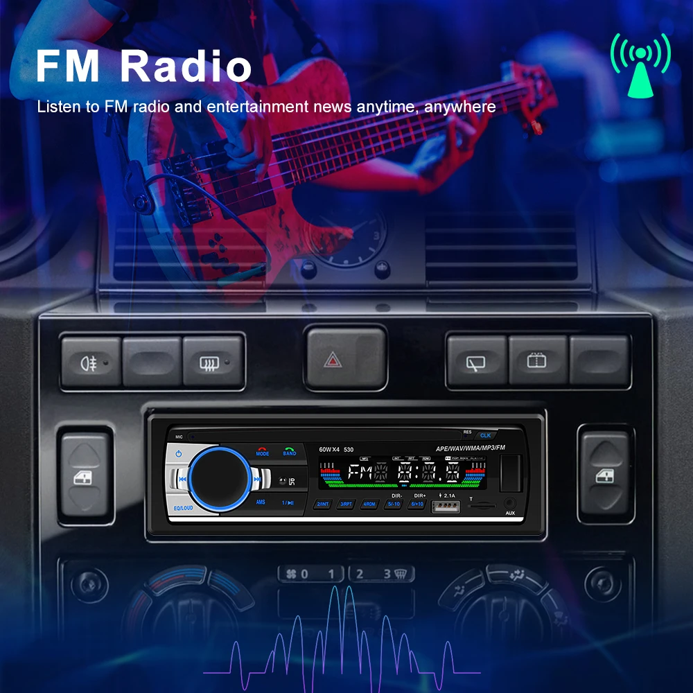 Bluetooth Autoradio Car Stereo Radio FM Aux Input Receiver SD USB 12V In-dash 1 din Car MP3 Multimedia Player BT Music AMPrime