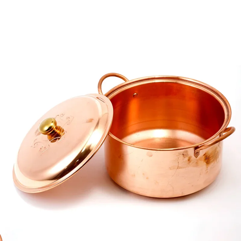 F Fityle en cuivre pour cuisinière, à induction de belle forme avec couvercle, casserole en cuivre, ustensiles de cuisine, chaude pour, 18CM