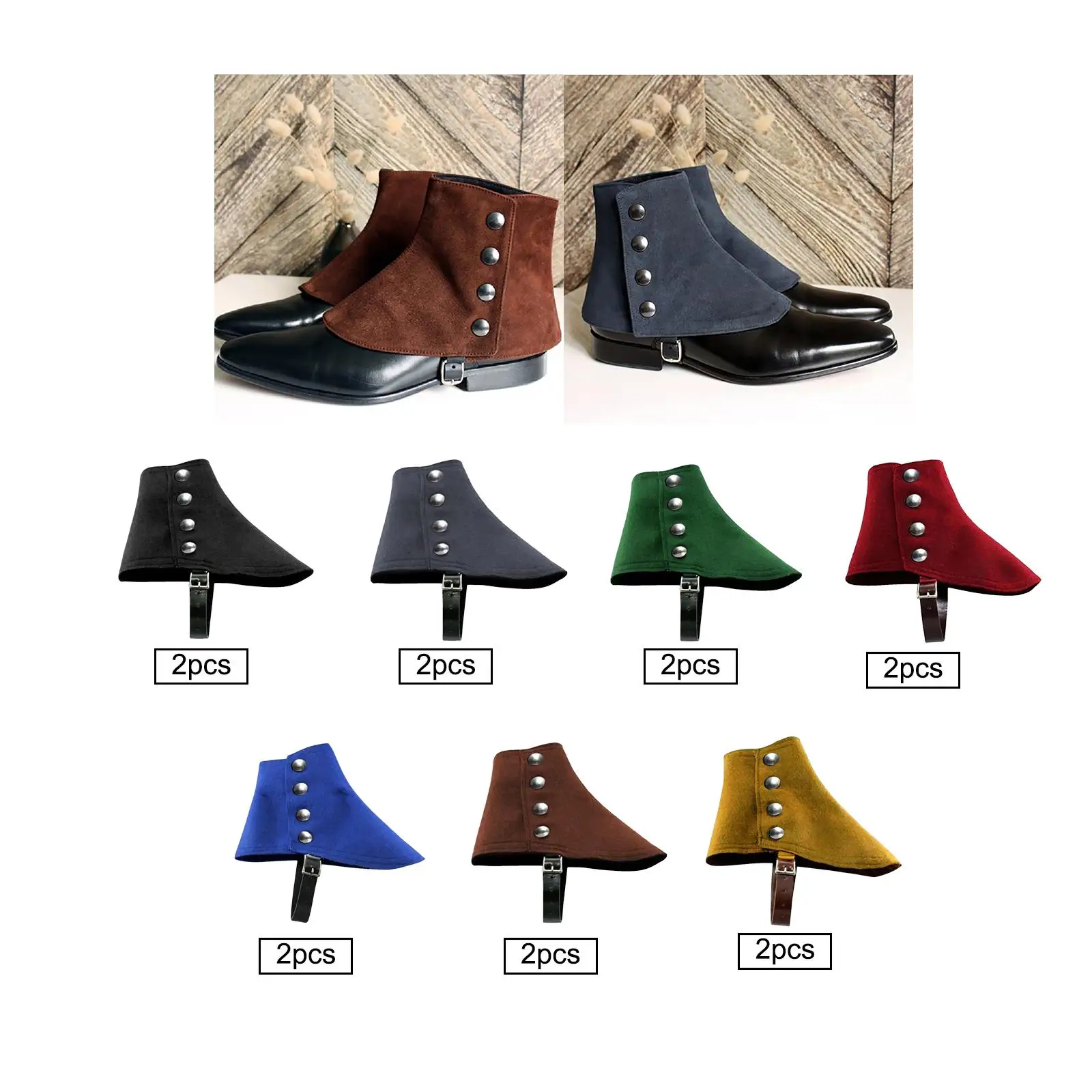 Gangster Spats Medieval Pirate Boot Covers for Costume Birthday Halloween Cosplay Costume