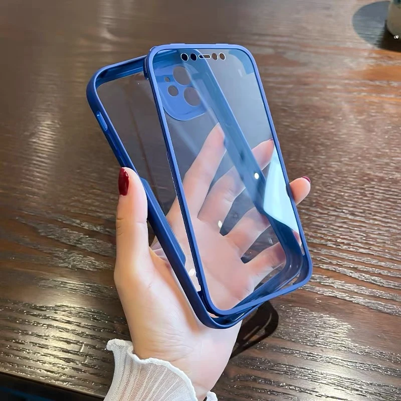 Luxury 360° Full-Body Clear Case with Silicone Bumper and Shockproof Protection