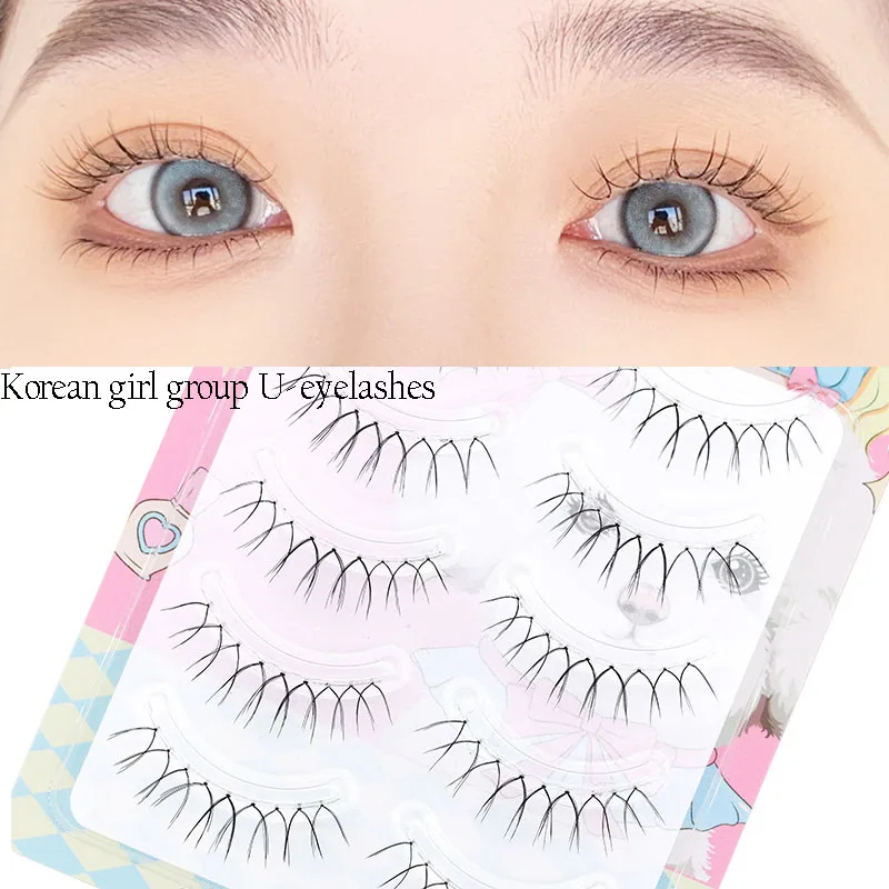 

Korean Girl Groups False Eyelashes U Type Eyelashes Transparent Stem Soft Natural Mink Lashes Wholesale Lash Extension Supplies