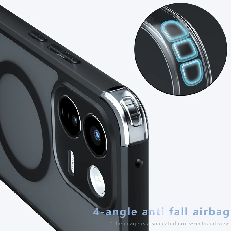 Enhanced Magnetic Shockproof Matte PC+TPU Anti-Fingerprint Phone Case