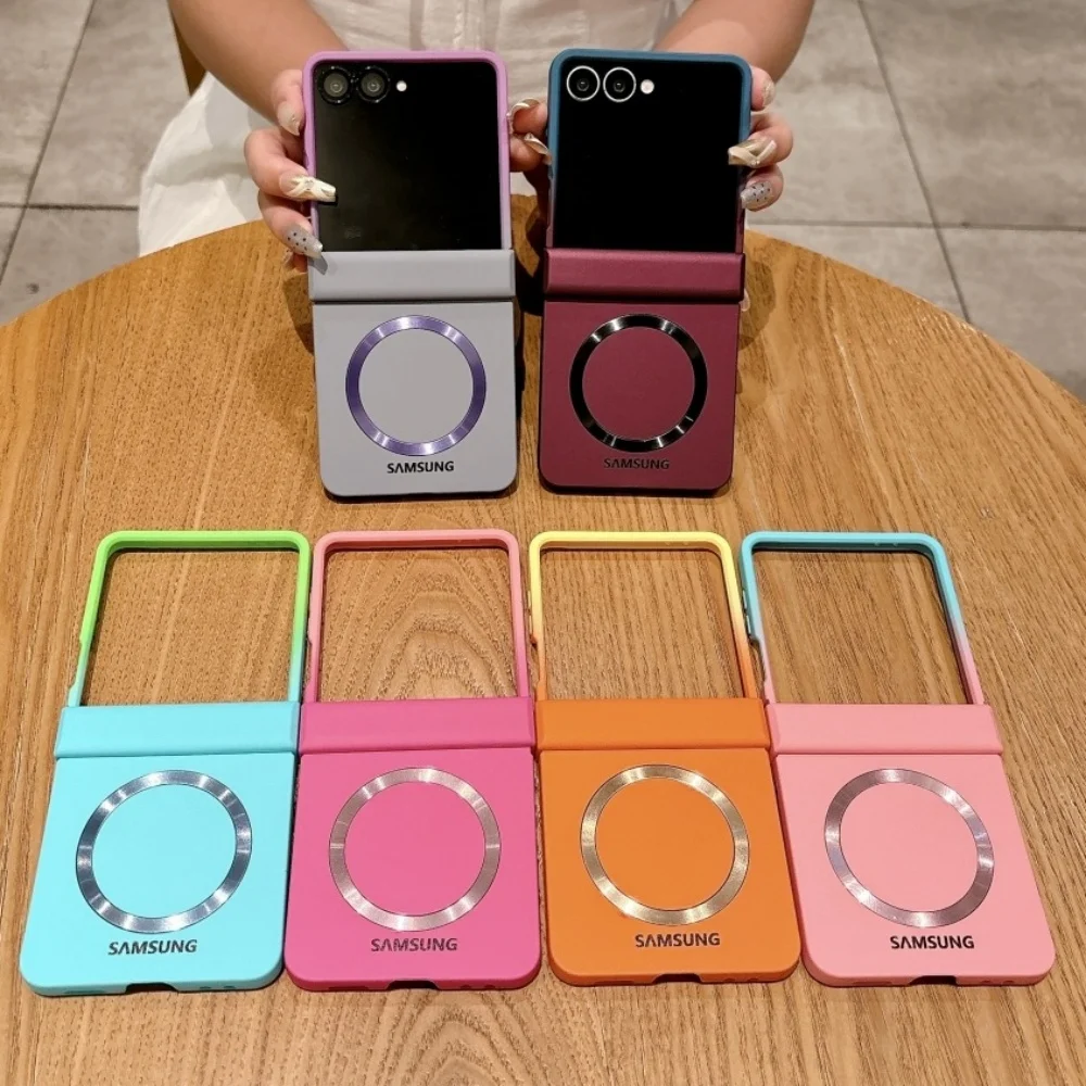 Magnetic Flip PC Plastic Phone Case with Magsafe and Double Color Gradient Matte Cover