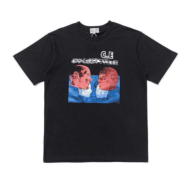 

Высококачественные футболки CAVEMPT с абстрактным принтом в стиле ретро, черные классические универсальные повседневные Летние футболки с круглым вырезом