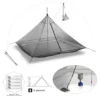 Ultralight Camping Tent 2-4 Person Outdoor 40D Nylon Silicone Coated Rodless Pyramid Large Tent Breathable 3-4 Season Inner Tent 5