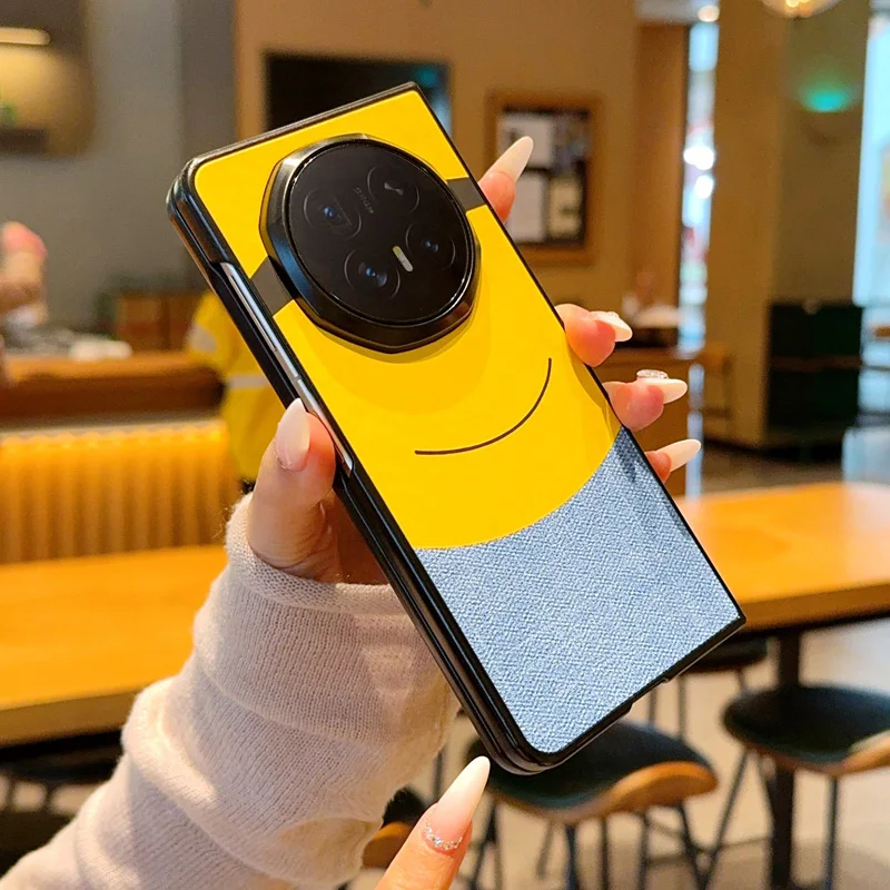 Big Eye Yellow Pattern Leather Shockproof Foldable Phone Case