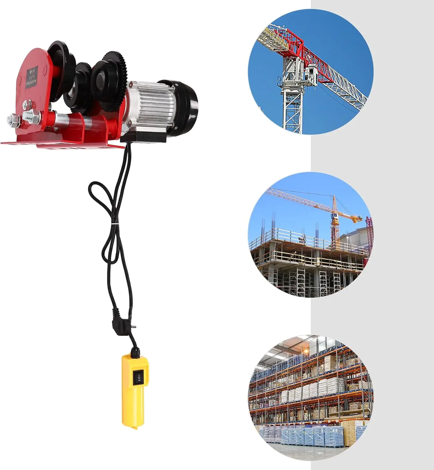 BYMAOCAR 1T Lasthebe-Motorwinde Flaschentraktion, 370W Elektrischer Trolley, Elektrische Seilzugvorrichtung 68-120 cm Einstellbare Breite – Detail 4