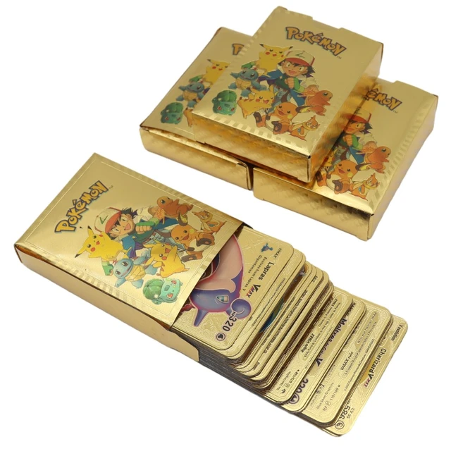 Spanish Pokemon Metal Card Pokémon Letters V VMAX Charizard GX Pikachu cartas  pokemon español Collection Gold Cards Kid Toy Gift