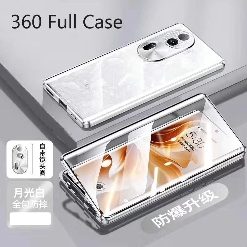 Custodia Per Oppo Reno 11 Pro 360 Full Double Sided Adsorbimento Magnetico Metal Tempering Glass Protect Cover Per Reno11Pro 5G Bumper