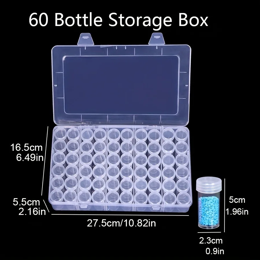 1pc 24/38/48/60/80 Slots Plastic Storage Box, DIY Diamond Painting Beads Charms Jewelry Accessories Organizer Box 1