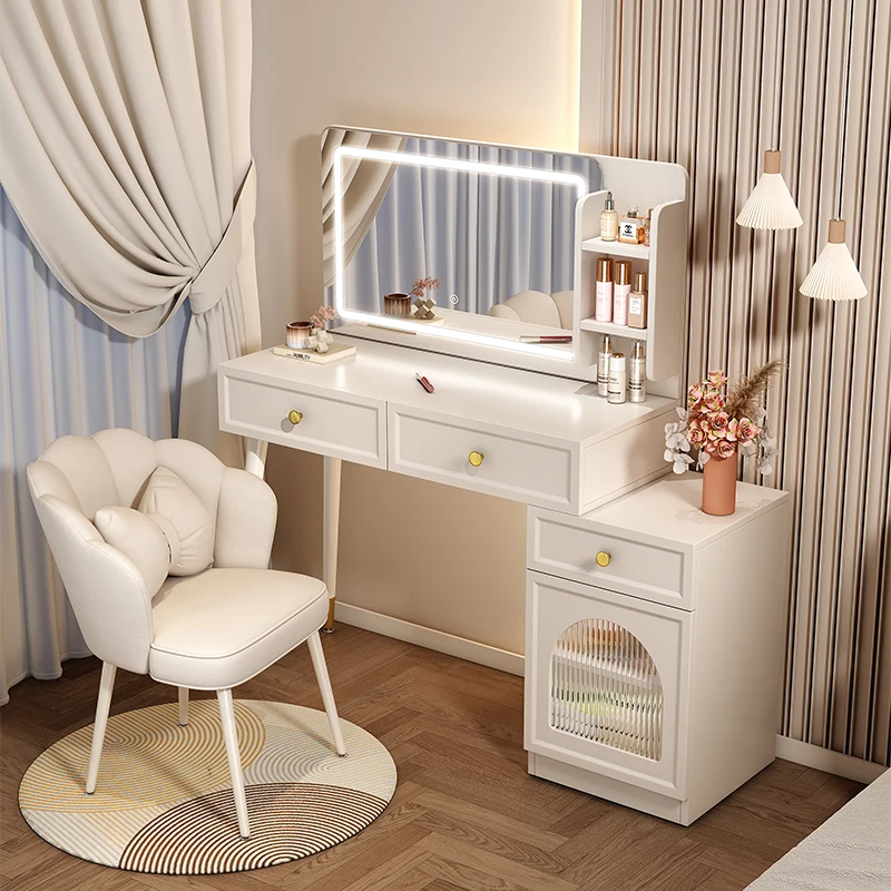 

White Girls Dressing Table Luxury Bedroom Vanity Storage Dressing Table Mirror Drawer Toaletka Dla Dziewczynek Furniture Sets