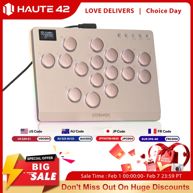 Haute42 Aluminum Alloy Hitbox Leverless Arcade Stick Fighting Game Hitbox Controller For PC/Ps4 /Ps5 Joystick Arcade Controller