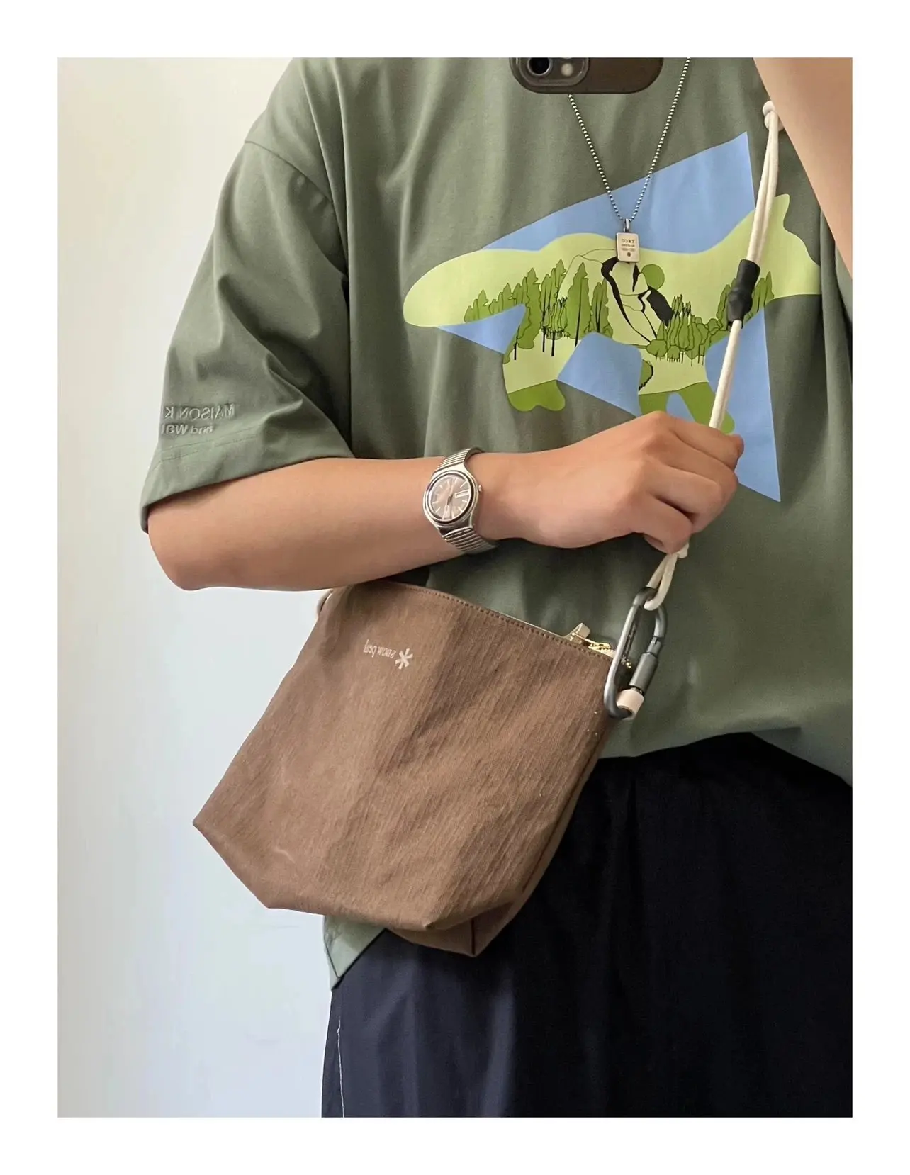 

Snowp Outdoor Herringbone Twill Single Shoulder Learning Zero Wallet Canvas Bag