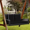 RELAX4LIFE Porch Swing 2-Seat Patio Rattan Wicker Porch Swings Outdoor W Two 7.9 Ft Solid Steel Chain Comfortable Back a 4