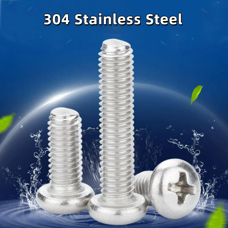 

10-50Pcs 304 A2 Stainless Steel PWM DIN967 Cross Round Head Bolt with Cushioned Screw with Gasket M2 M2.5 M3 M4 M5 M6
